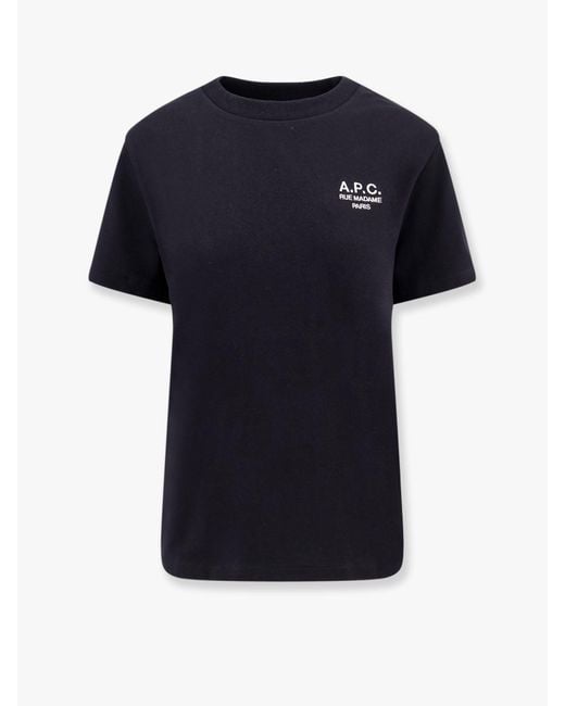 A.P.C. Black Apc Organic Cotton T-Shirt With Logo Embroidery