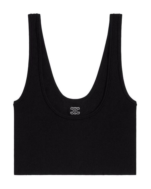 Céline Black Triomphe Cotton Top