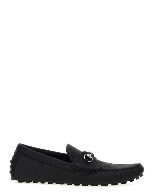 Gucci Black Leather Driver Loafers for men