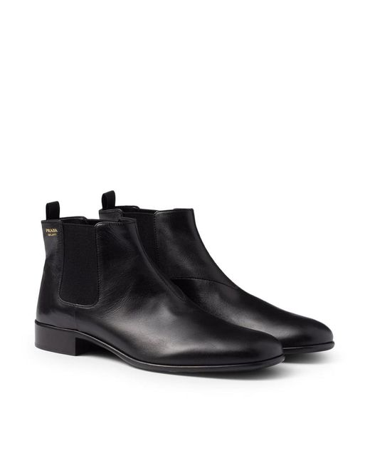 Prada Black Leather Ankle Boots