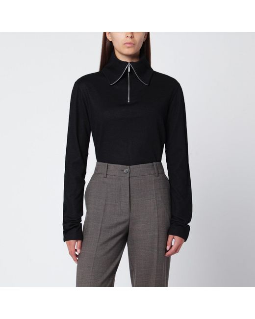 Entire studios Black Wool Zip-Collar Top