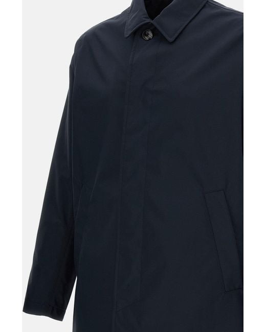 Herno Blue Technical Fabric Raincoat for men