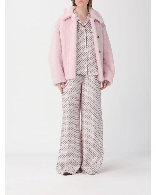 Max Mara Pink Alpaca Fur Coat