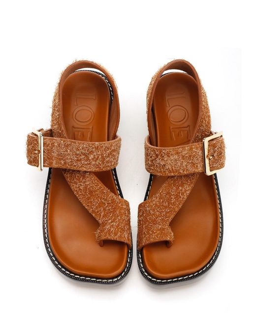 Loewe Brown "Ease" Thong Sandals