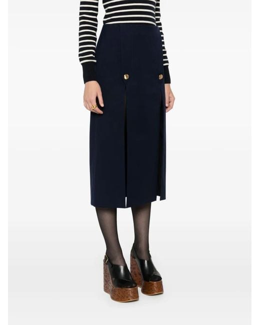 Chloé Blue Wool Midi Skirt