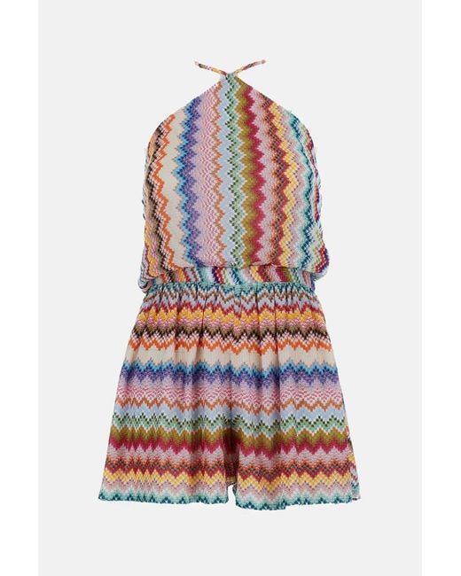 Missoni White Zigzag Pattern Short Jumpsuit