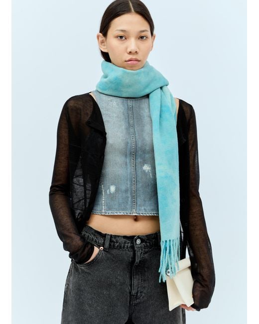 Acne Gray Narrow Tie-Dye Wool Scarf