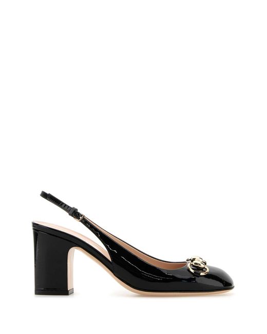 Gucci Black Horsebit Patent Slingback Pump
