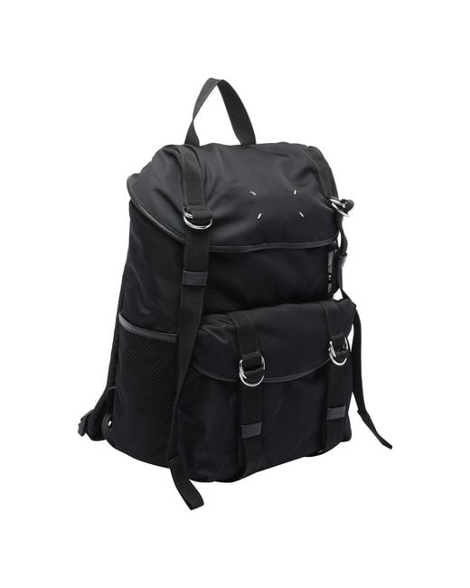 Maison Margiela Black Four Stitches Technic Medium Backpack for men
