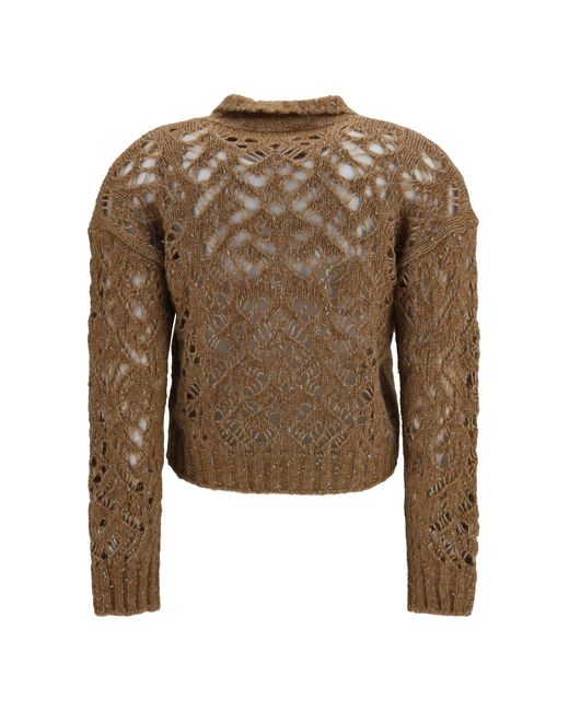 Max Mara Brown Quarto Openwork Cardigan