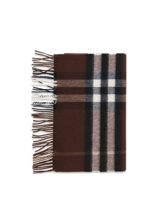 Burberry Brown Cashmere Check Scarf
