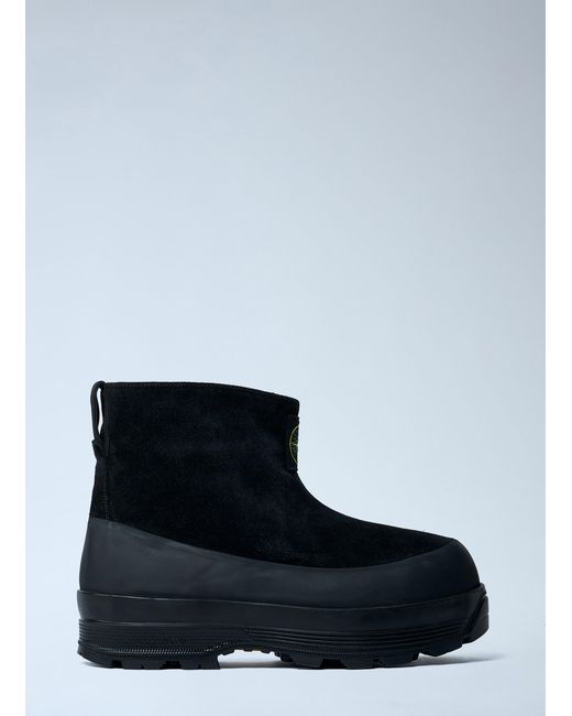 Stone Island Blue Suede Logo Patch Boots for men