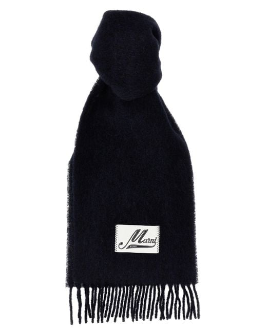 Marni Black Scarf With Logo Patch for men