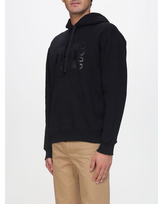 Gucci Blue Cotton Hoodie With Logo for men