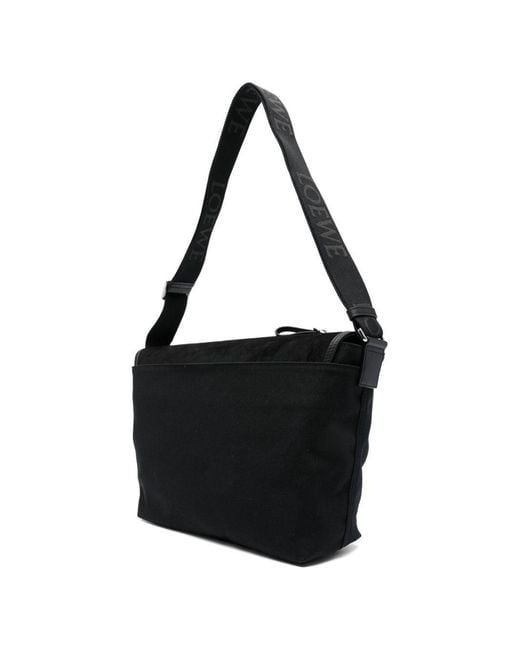 Loewe Black Flex Medium Canvas And Suede Crossbody Bag for men