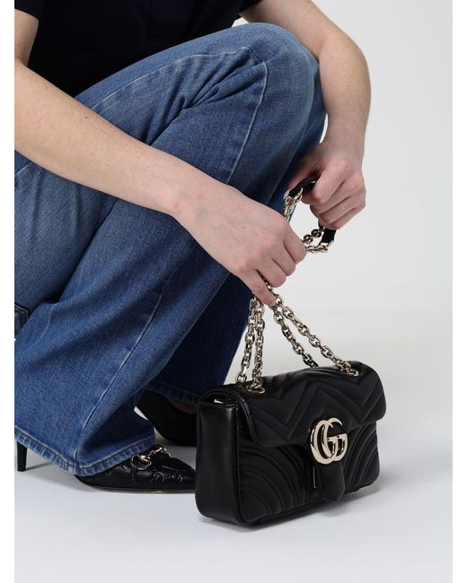 Gucci Black Gg Marmont Small Shoulder Bag