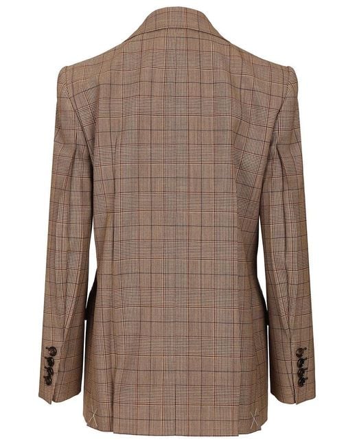 Chloé Brown Tailored Double-Breasted Checked Wool Jacket