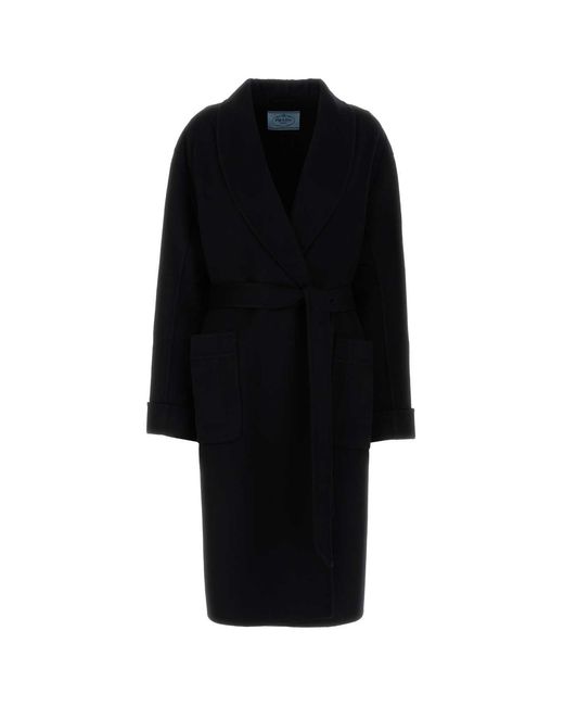 Prada Black Wool Blend Coat