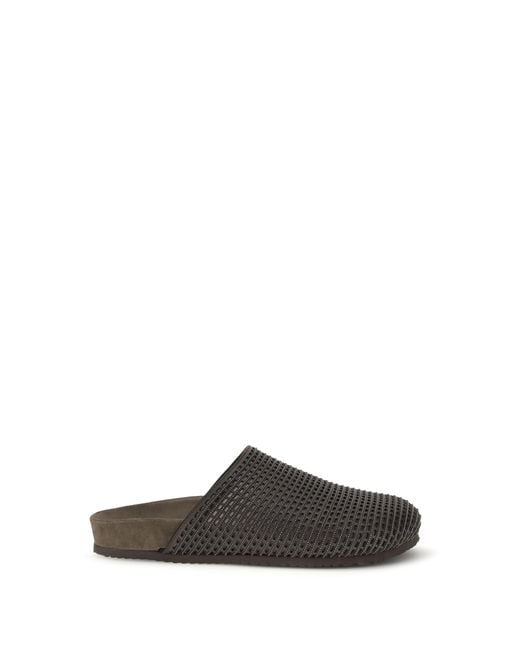 Brunello Cucinelli White Leather Slides