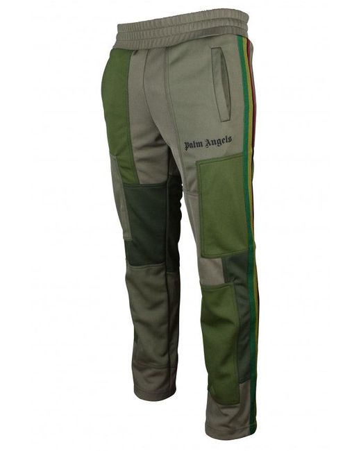 Palm Angels Green Khaki Patchwork Jogging Pants