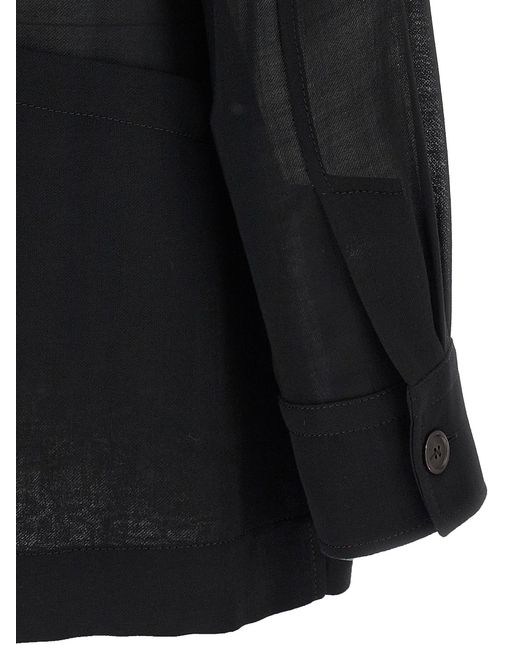 Ferragamo Black Semi-Transparent Wool Jacket