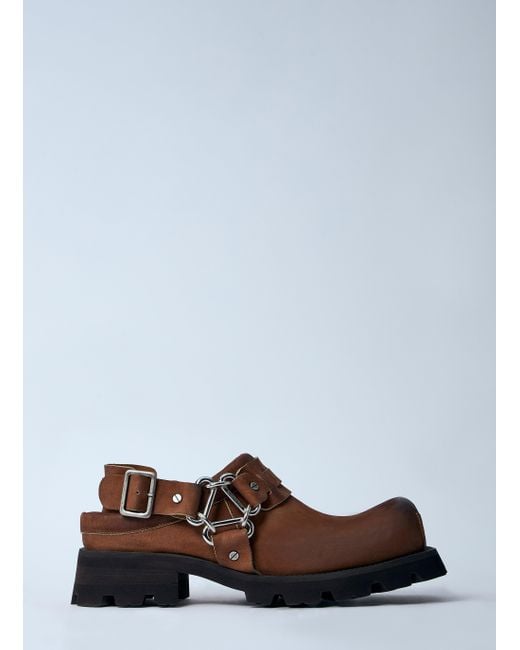 Acne White Buckle Leather Mules for men