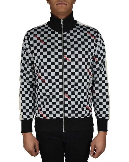Palm Angels Black Checkerboard Print Vest With High Collar