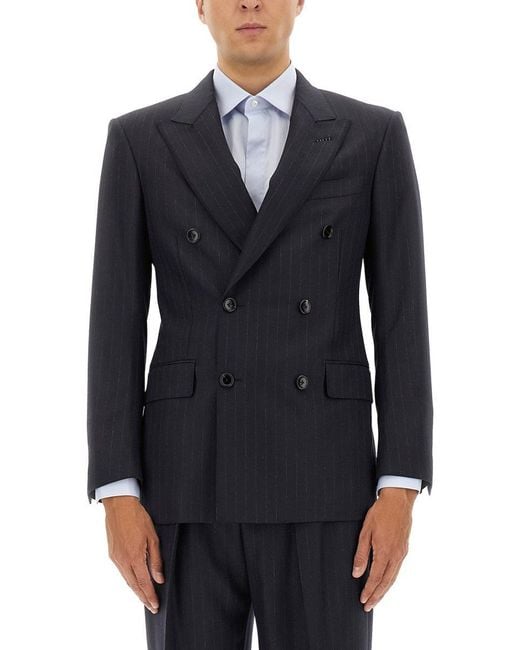 Tom Ford Blue Pinstripe Single-Breasted Blazer