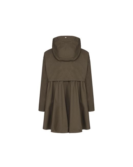 Herno Brown Ruffled Flared Coat Cotton