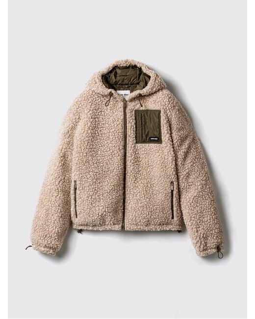 Miu Miu Natural Medium Teddy And Technical Ponge Down Jacket