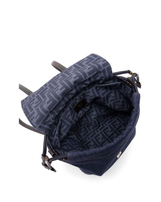 Fendi Blue Small Denim Backpack