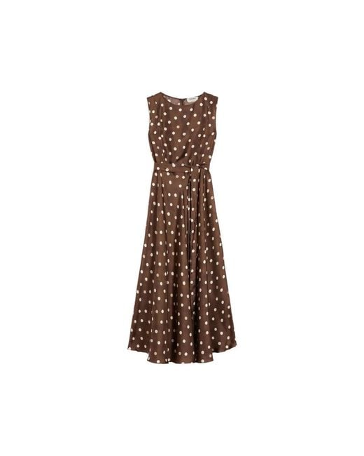 Max Mara Brown Printed Silk Dress