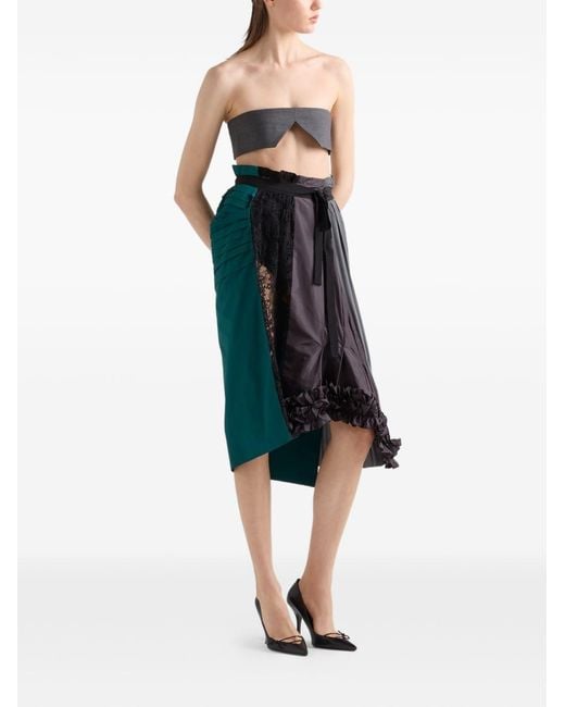 Prada Blue Patchwork Midi Skirt