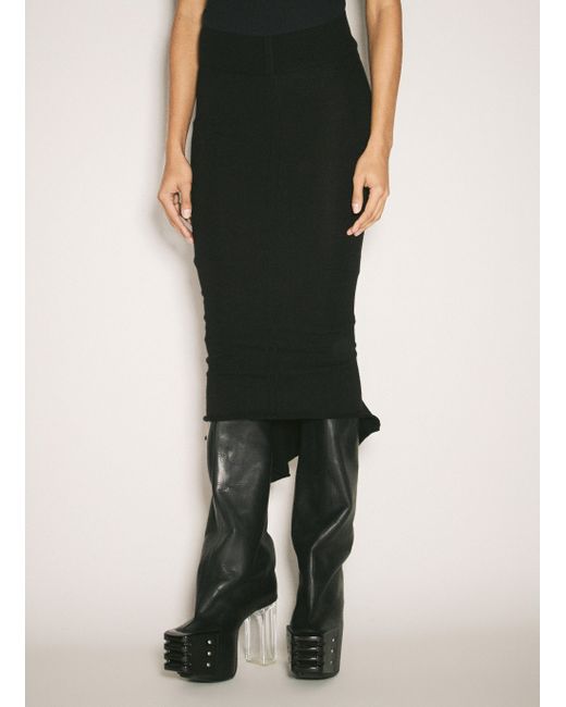 Rick Owens Black Knit Midi Skirt