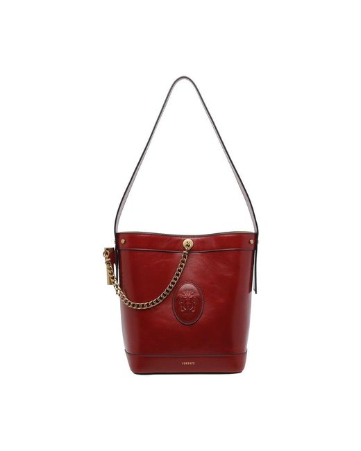 Versace Red Pivot Small Bucket Bag