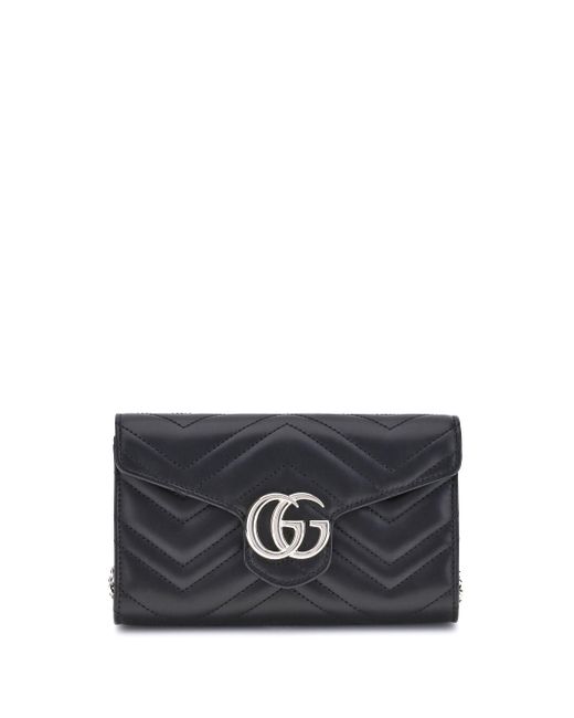 Gucci Black Gg Marmont Wallet With Chain
