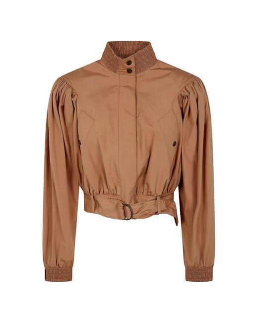 Chloé Brown Cotton Ruffled Jacket