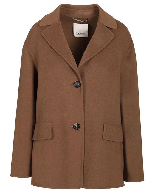 Max Mara Brown Single-Breasted Double Wool Jacket