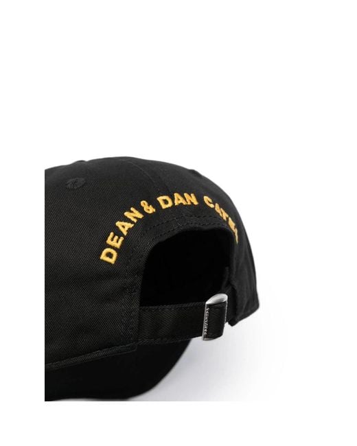 DSquared² Black Dsquared Hat Wit Logo for men