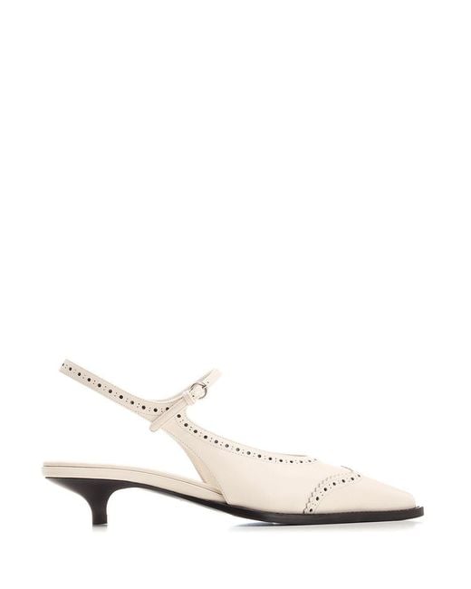 Miu Miu White Brogue Slingback