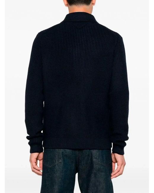 Prada Blue Wool Cardigan for men