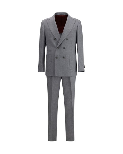 Brunello Cucinelli Gray Linen Suit for men