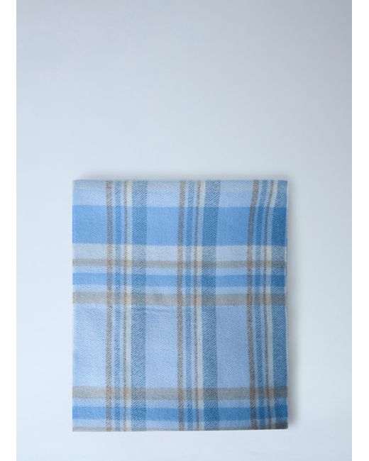 Acne Blue Plaid Wool Scarf