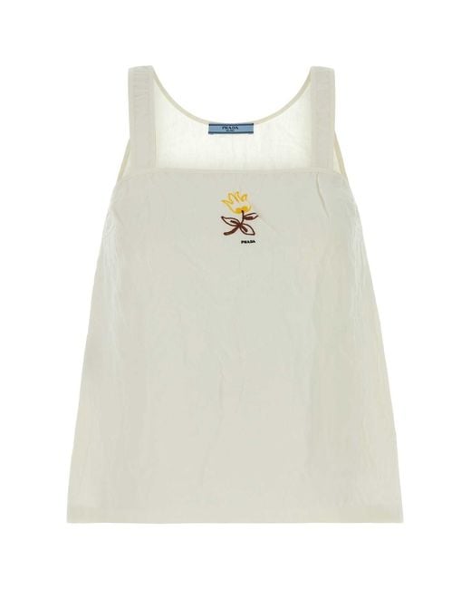 Prada White Linen Top