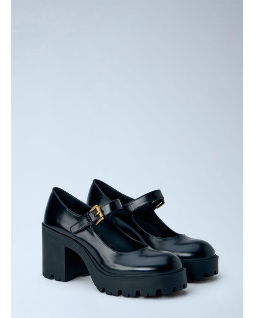 Prada White Brushed Leather Pumps