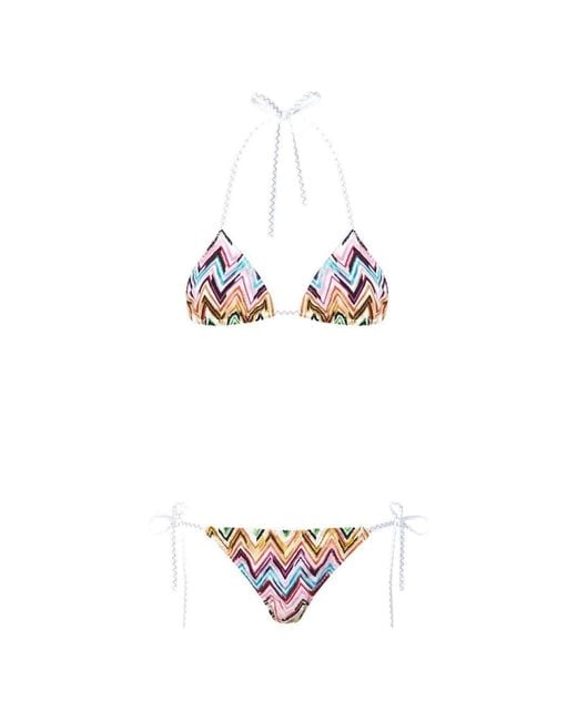 Missoni White Multicolored Zigzag Bikini