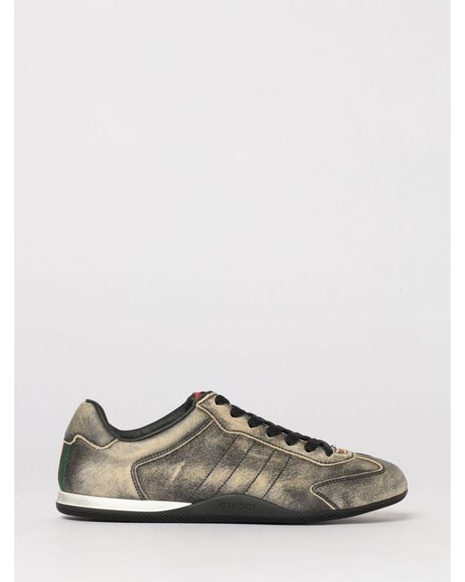 Gucci Black Shift Aged Leather Sneakers