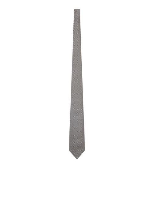 Tom Ford White Silk Tie With Houndstooth Pattern for men
