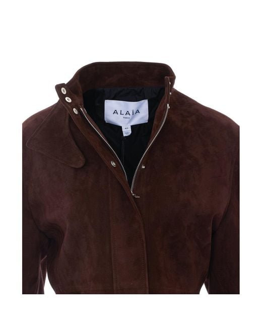 Alaïa Brown Peplum Suede Jacket