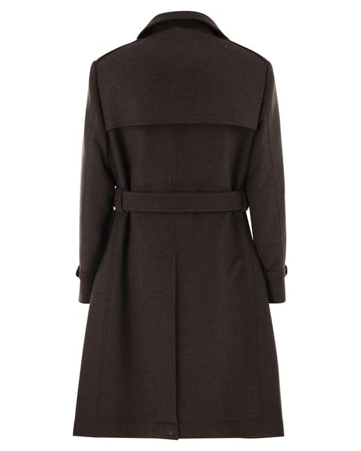 Brunello Cucinelli Black Wool Trench for men